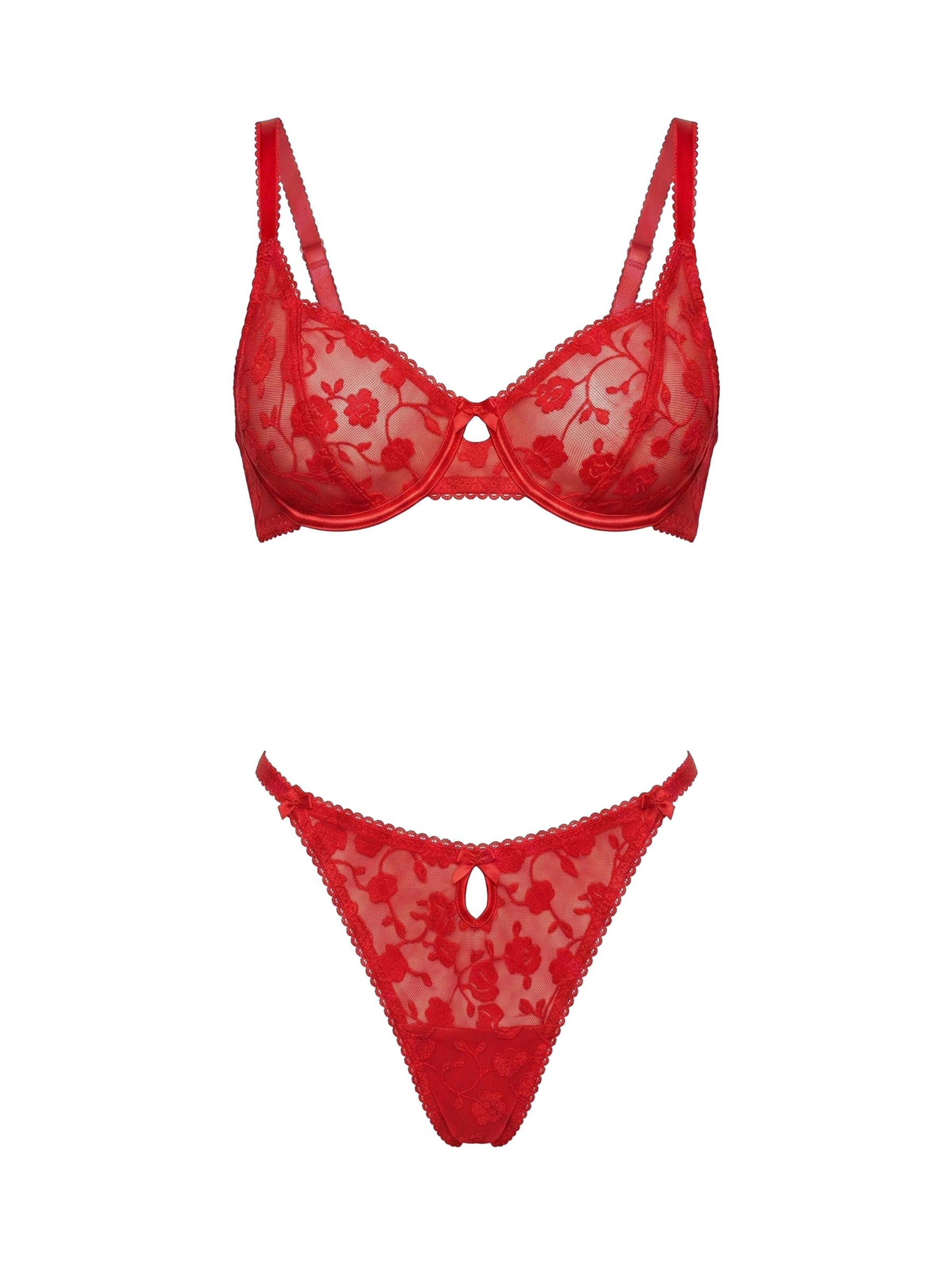 L.BEV Underwear sets 'Rosa Rossa' in 75 in Bright red, Item view