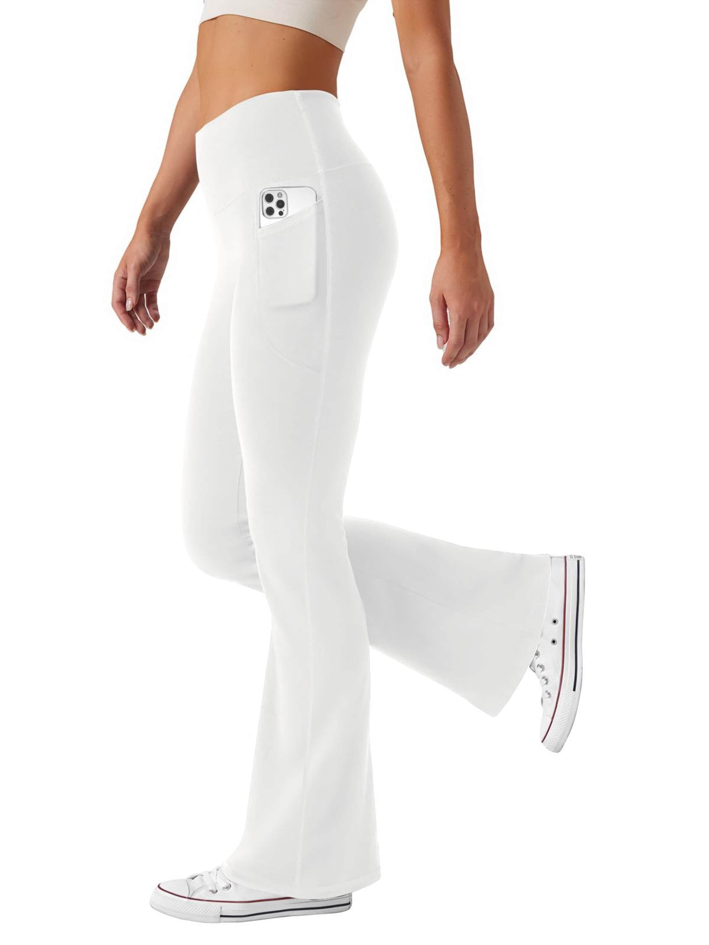 Friptspyg Flared Pants 'Damen-Yogahose mit hoher Taille Schlaghose im Stil einer Anzughose ideal für Sport Freizeit Alltag' in White: front