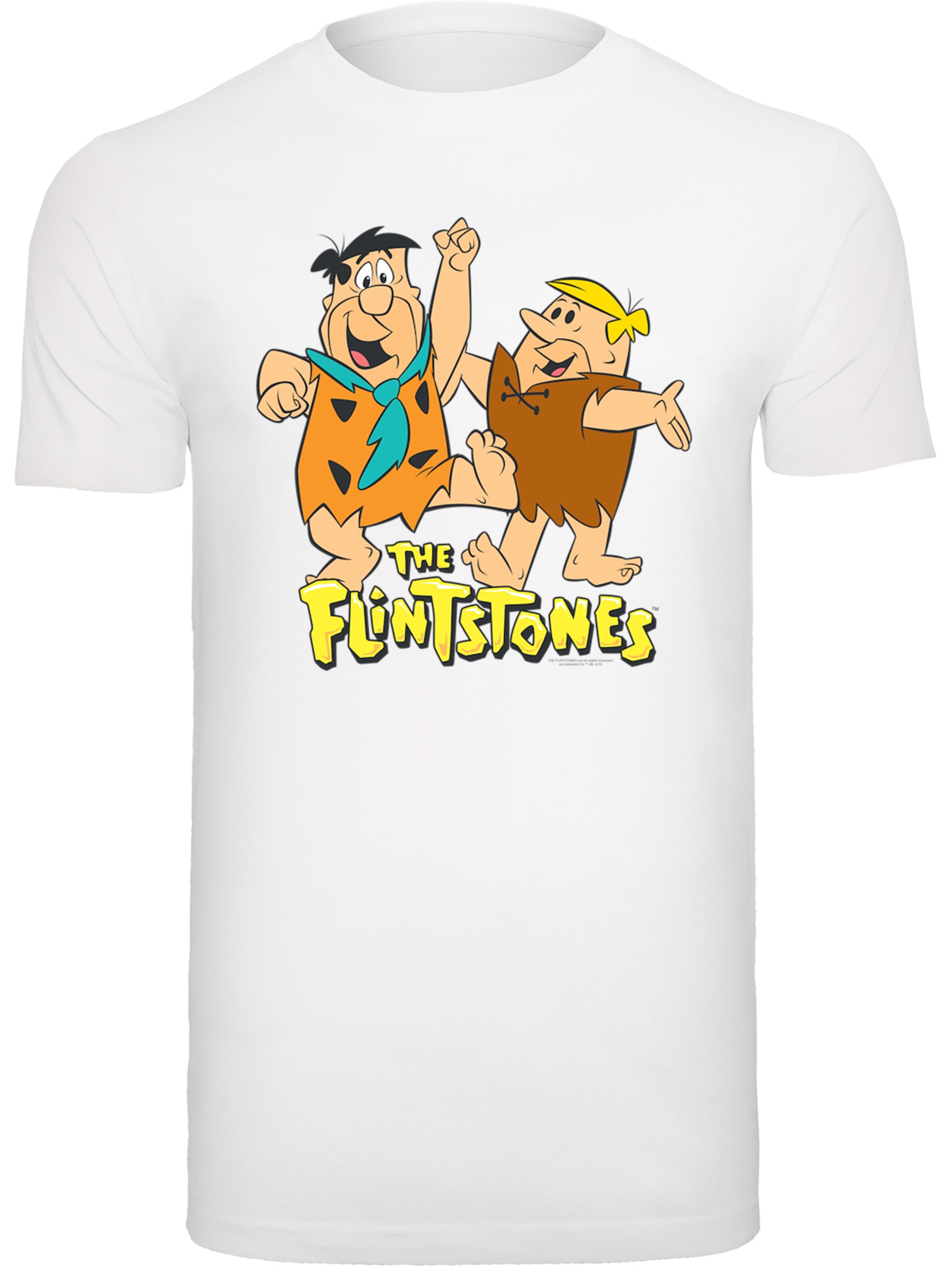F4NT4STIC Shirt 'The Flintstones Fred And Barney' in White: front