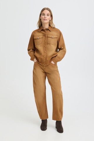 Pulz Barrel Jeans in Brown