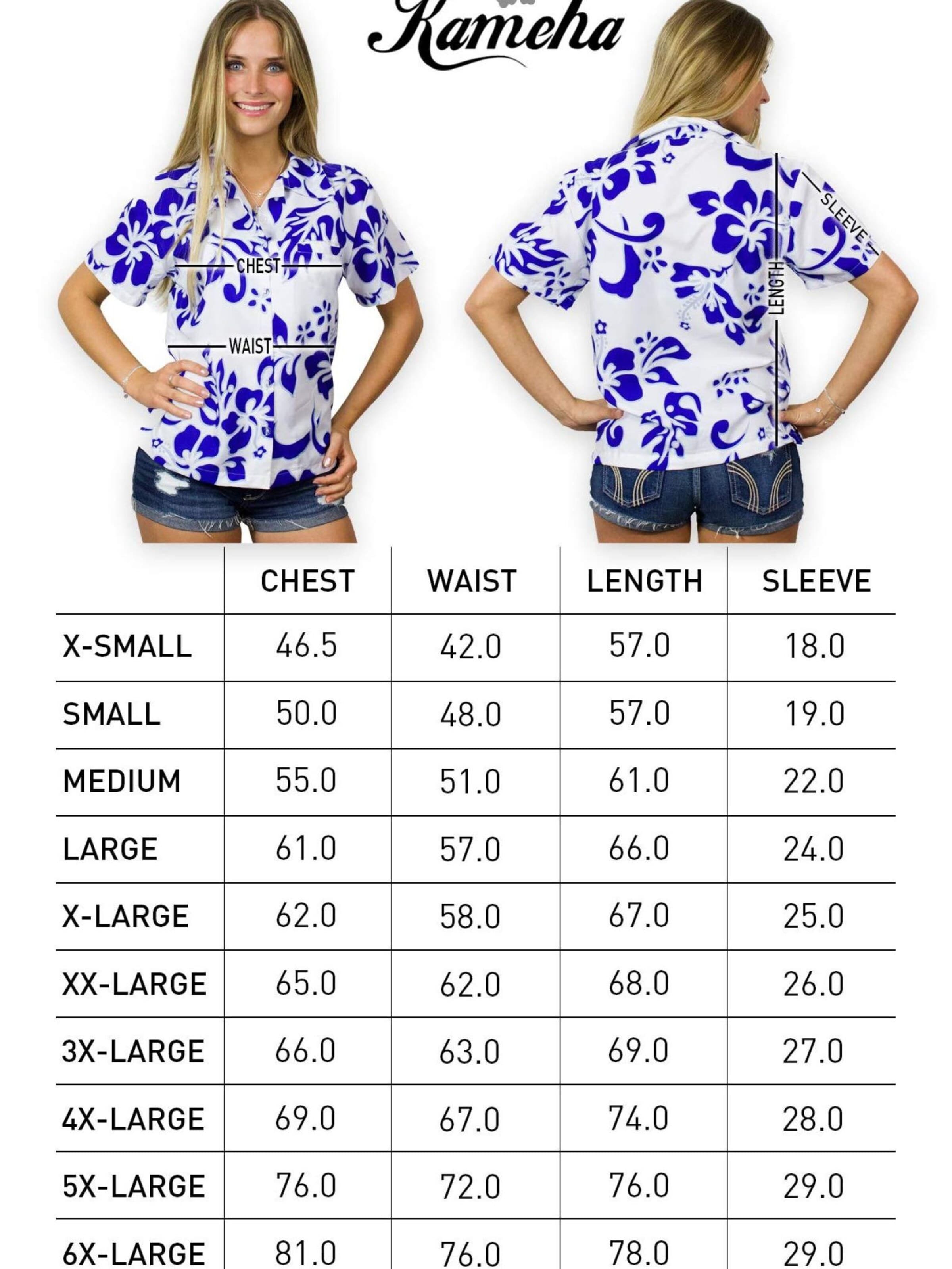 King Kameha Blouse 'Hibiscus White Line' in Blauw