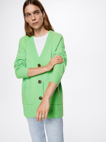 MANGO Knit Cardigan 'Taldora' in Green: front