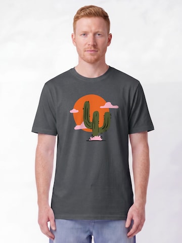 T-Shirt 'Kaktus Im Sonnenuntergang' Watapparel en gris : devant