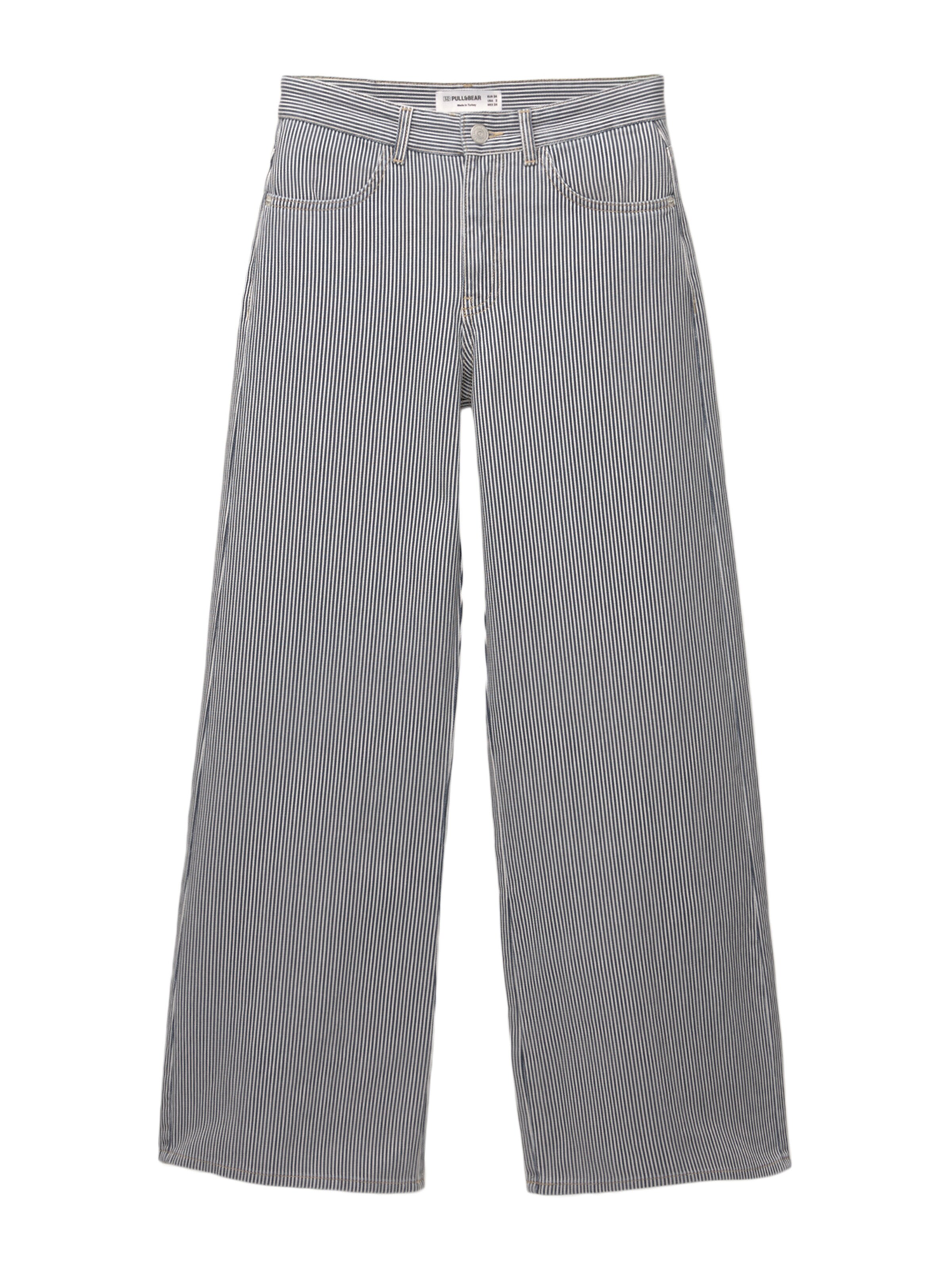 Pull&Bear Широки крачоли Дънки в синьо: отпред