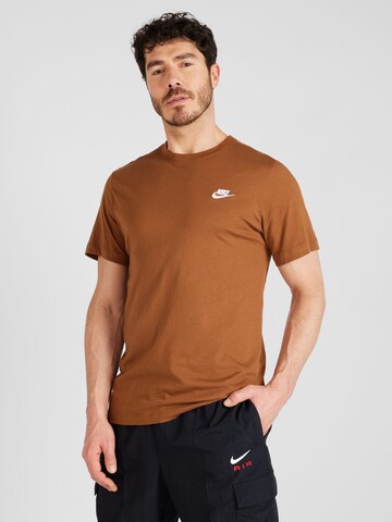 Nike Sportswear Rovný strih Tričko 'CLUB' - Hnedá: predná strana