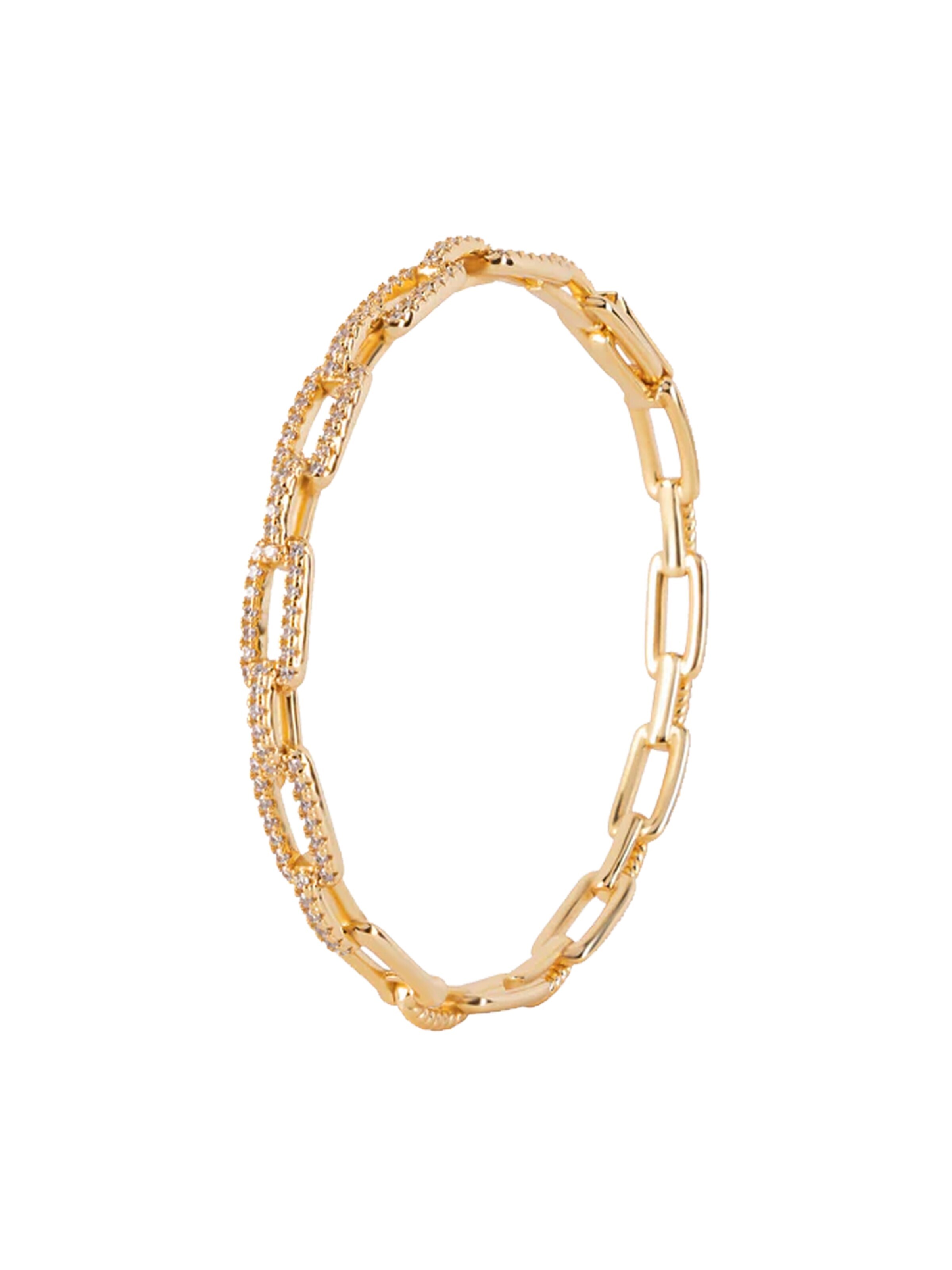 CLASSYANDFABULOUS Jewelry Bracelet 'DAYA 2in1 - Gliederarmreif' in Gold: front
