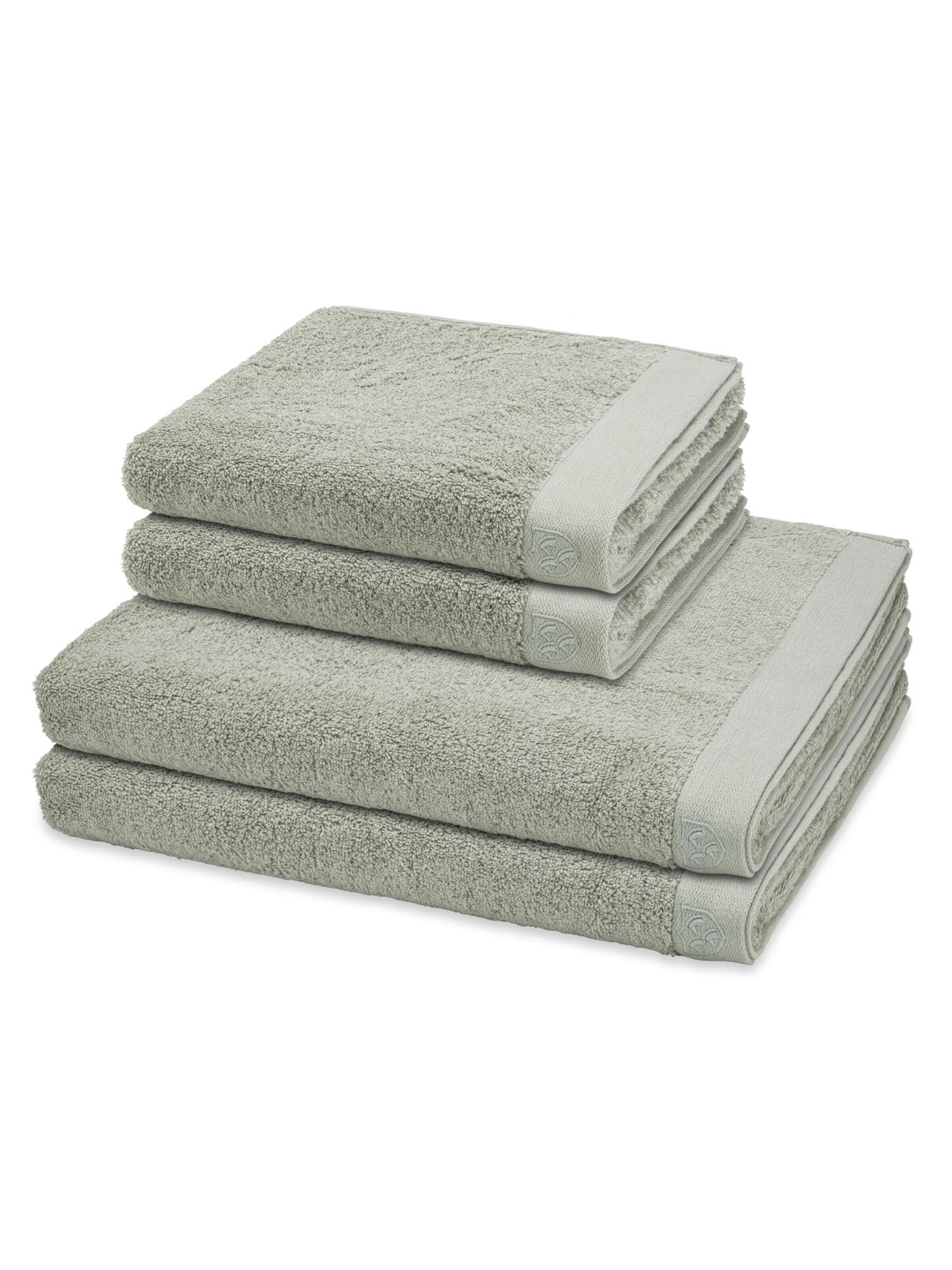 ROSS Towel 'Doubleface Stripes' in Green: front