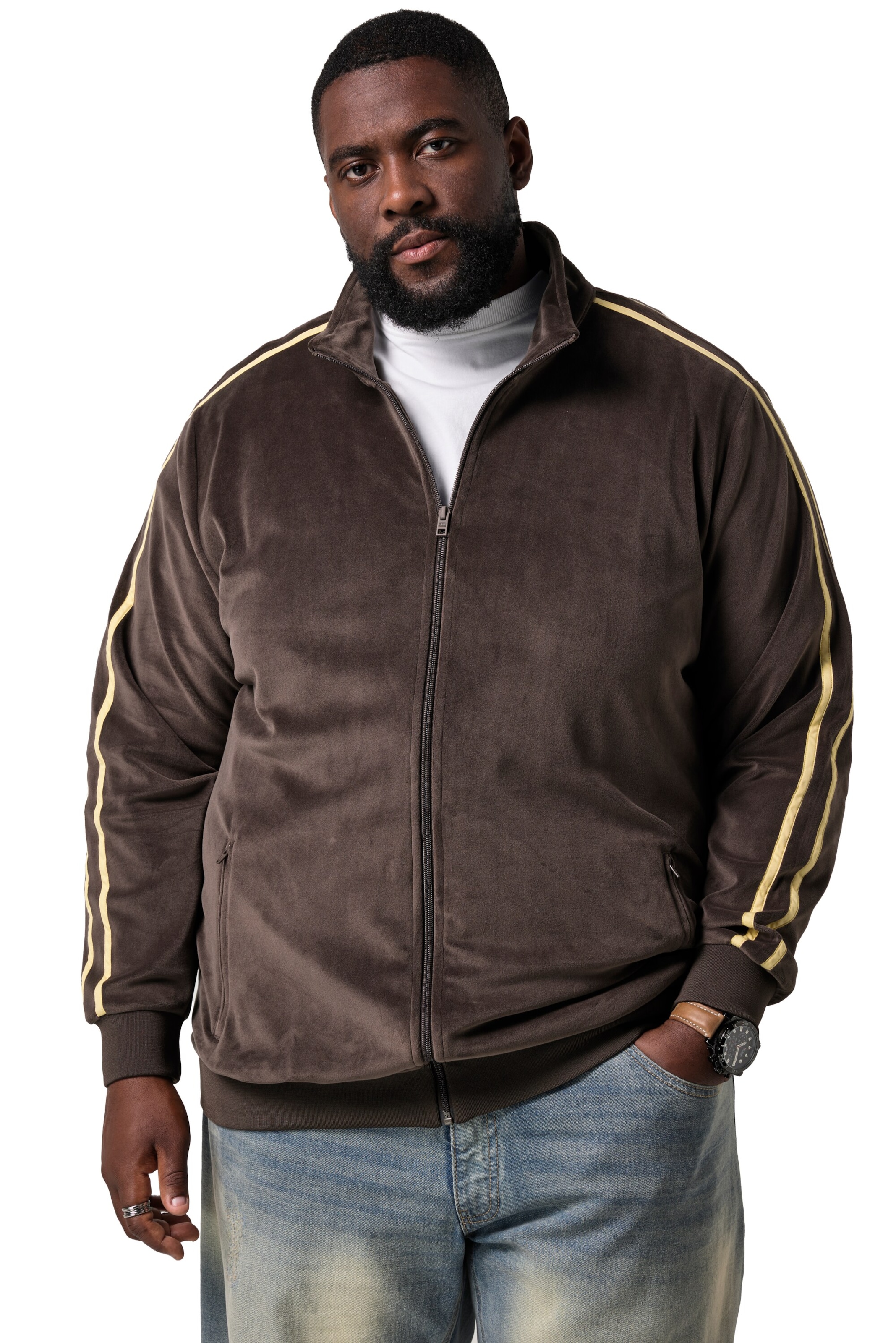 STHUGE Sweatjacke in Bronze: Vorderseite