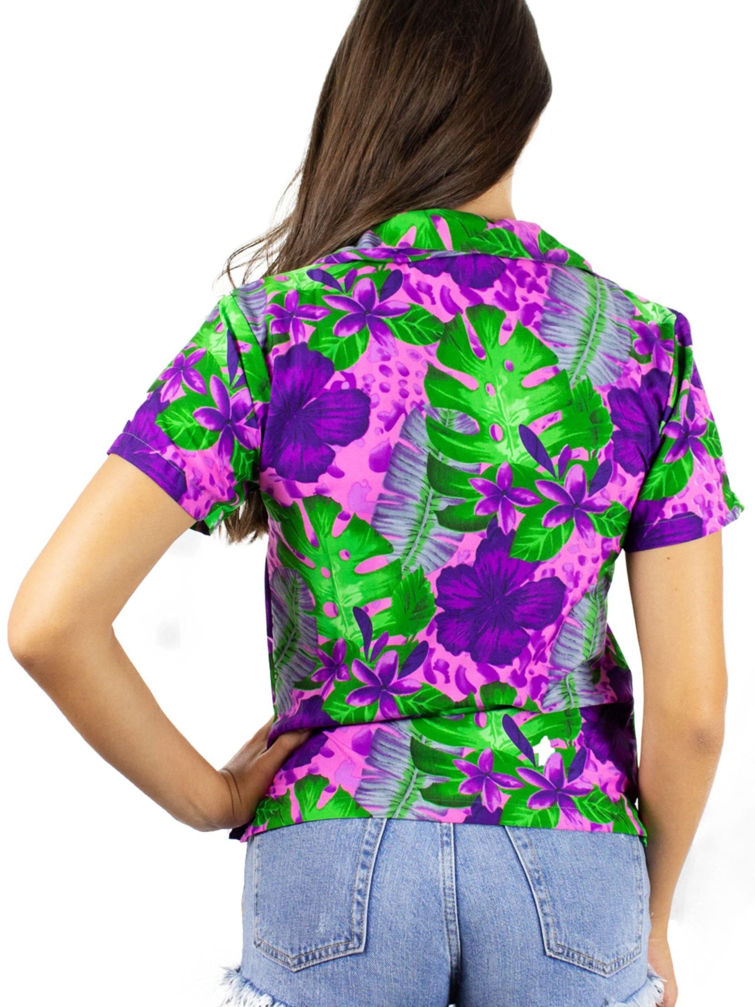 Camicia da donna 'Green Purple Flower' di King Kameha in rosa