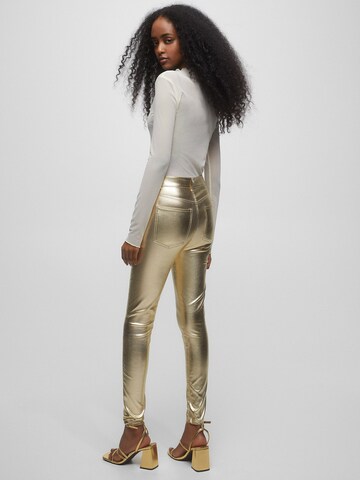 Pull&Bear Skinny Broek in Goud