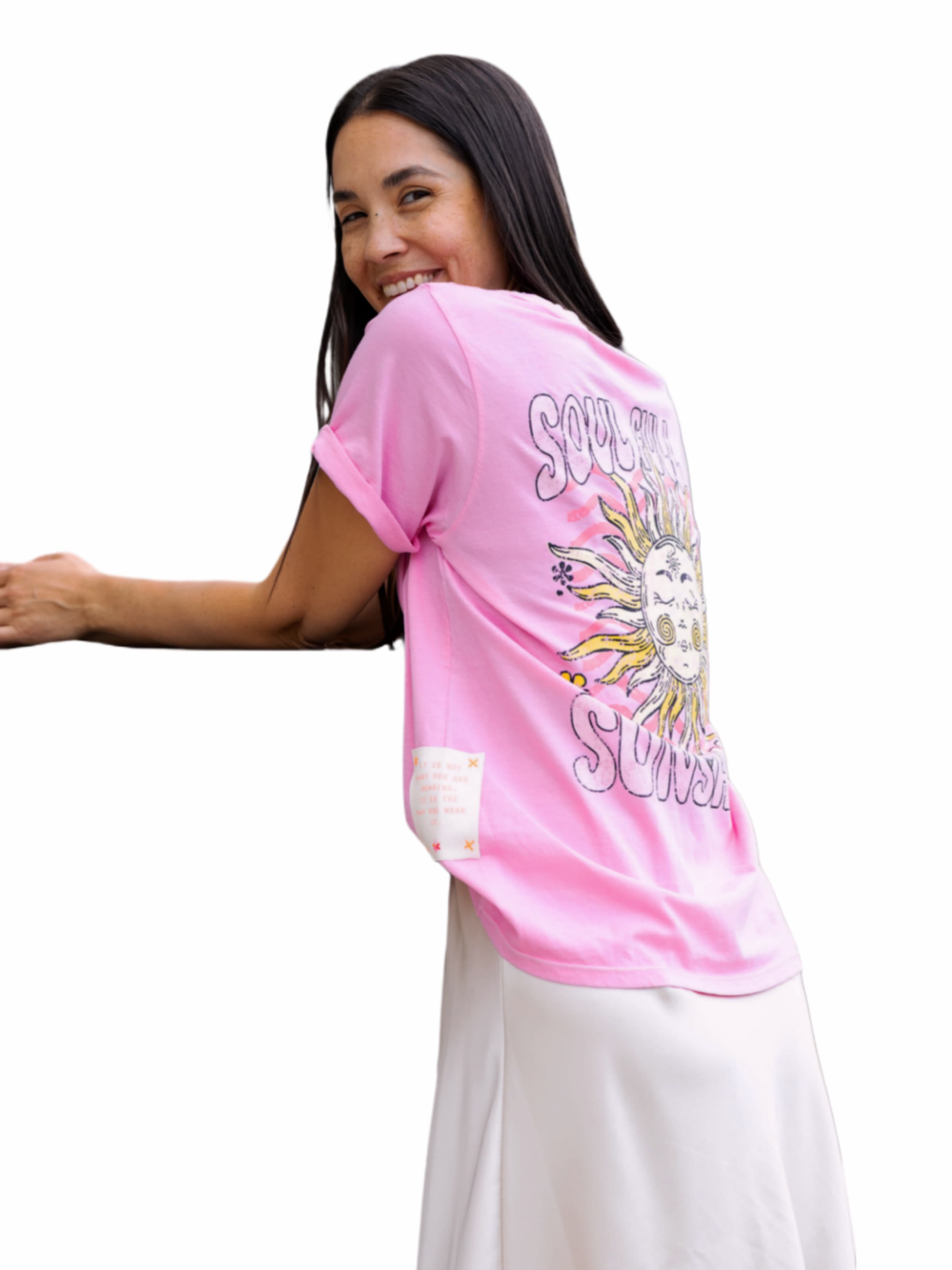 Maglietta 'Tshirt Soulful Sunshine pink' di LIKS. Munich in rosa