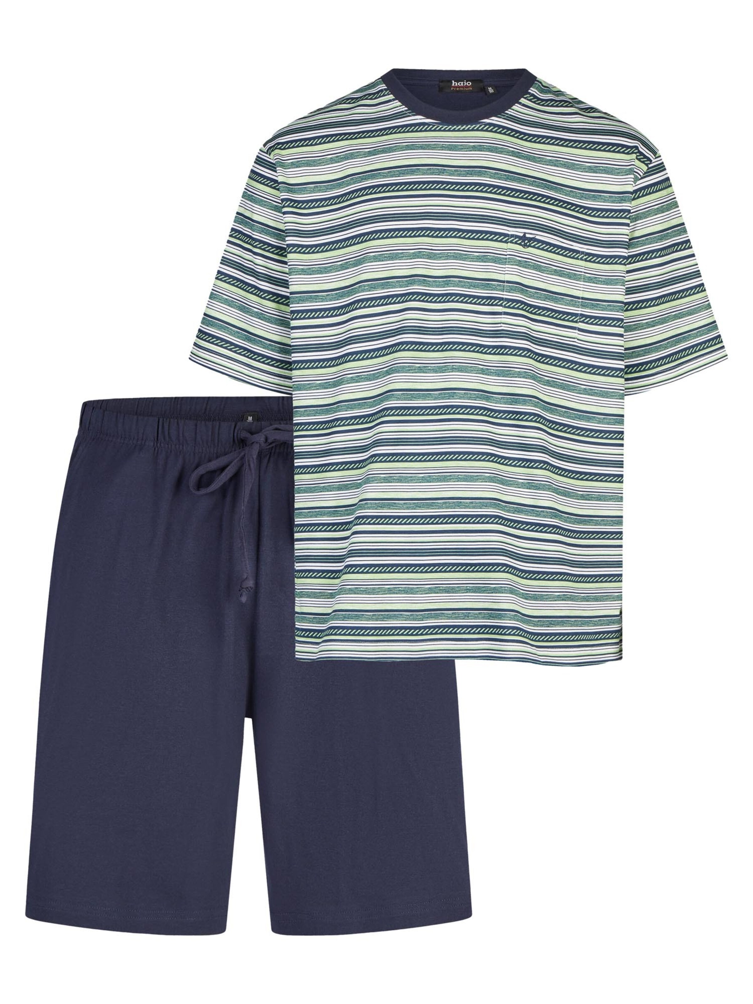 HAJO Short Pajamas 'Premium Cotton' in Green: front