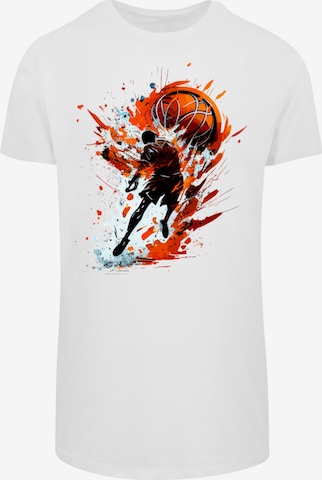 F4NT4STIC Shirt 'Basketball Sports Collection Orange Splash' in Wit: voorkant