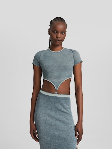 Bershka Knitted dress in Grey: front