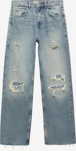 MANGO Wide leg Jeans in Blauw: voorkant