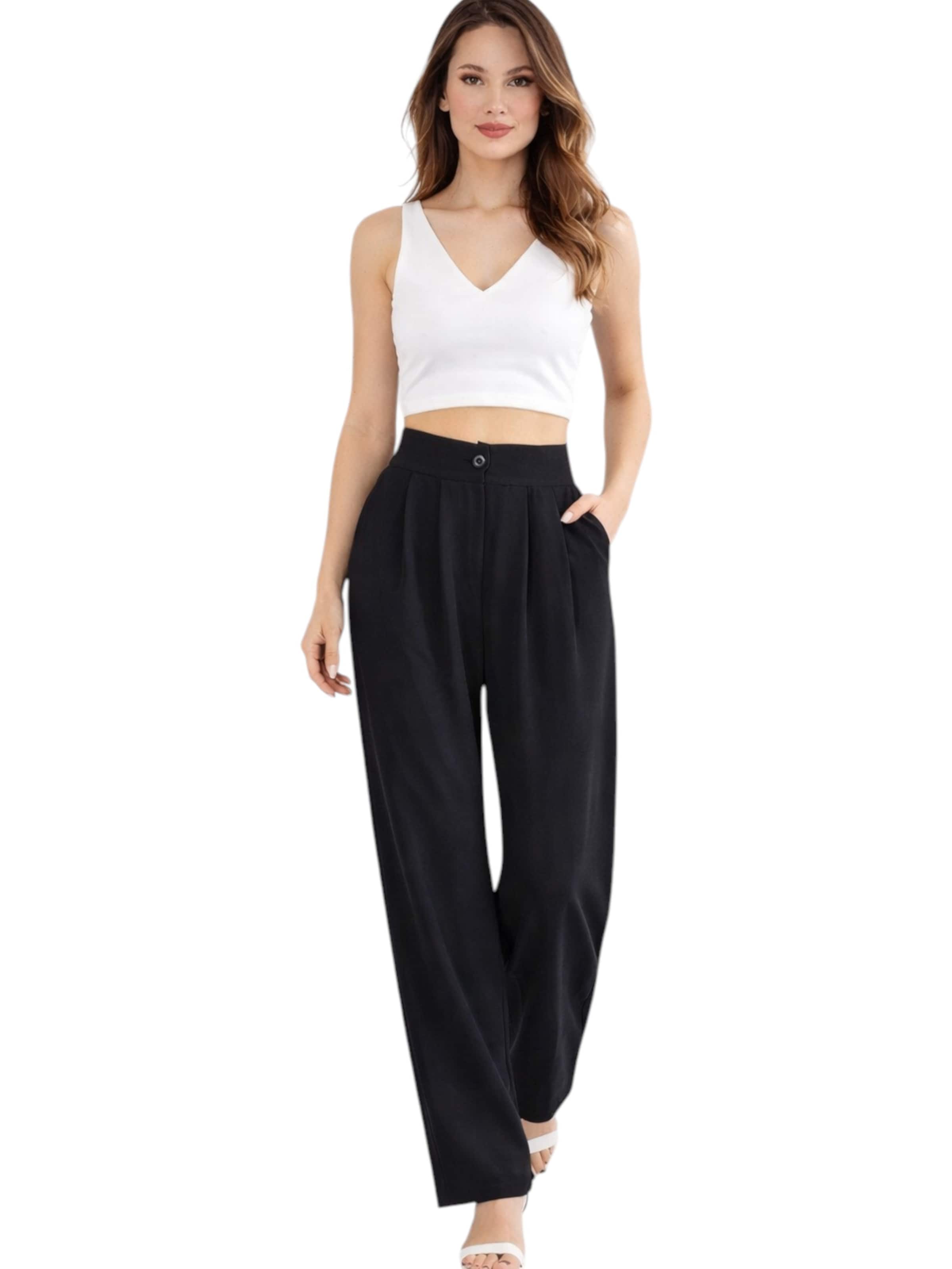 Wide Leg Pantalon à pince 'ALYA' fashionshowcase en noir