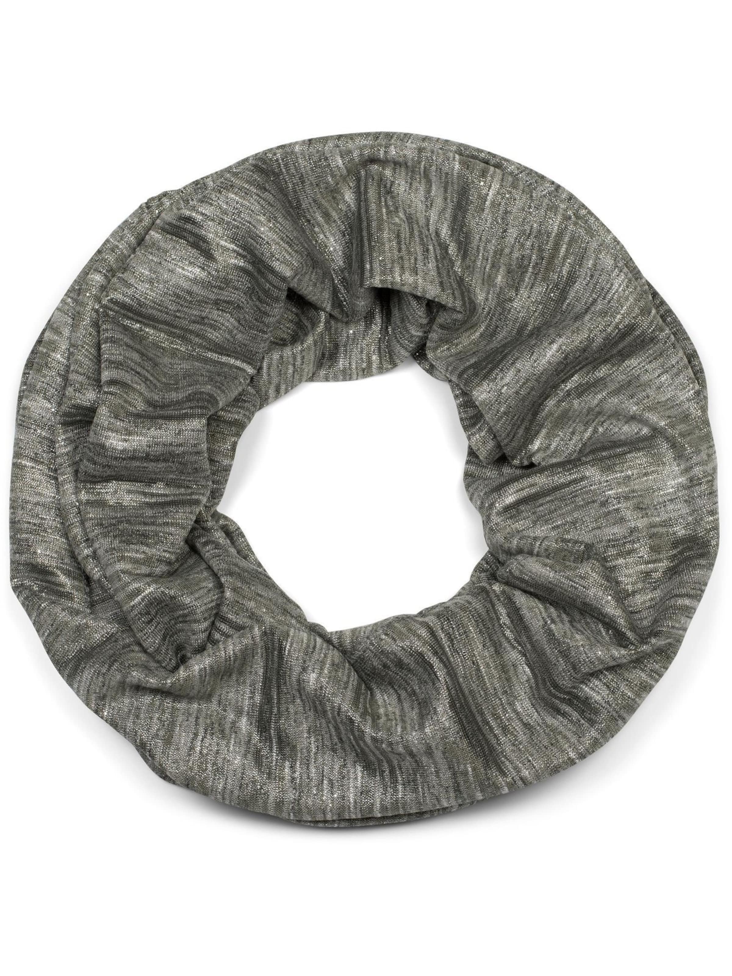 styleBREAKER Tube Scarf 'Loop Schal mit Glitzerfaden und kleinen Pailletten' in Green: front