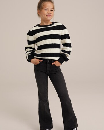 WE Fashion Flared Jeans 'Meisjes' in Zwart