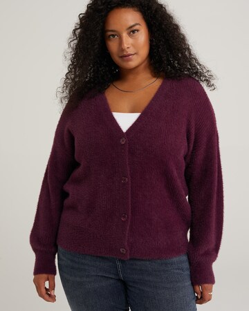 WE Fashion Knit cardigan in Purple: front