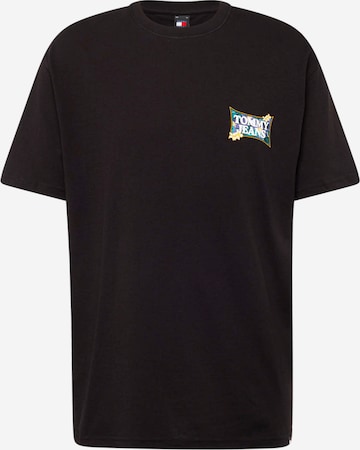 Tommy Jeans Shirt 'FLOWER POWER' in Zwart: voorkant
