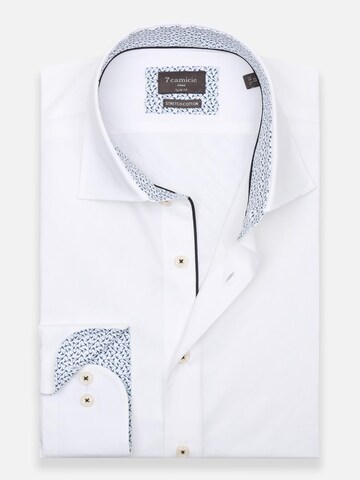 7Camicie - Ajuste estrecho Camisa de negocios 'Firenze Sport Poplin Stretch Man Shirt White' en blanco