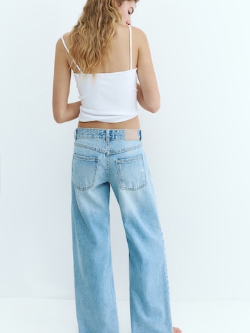 Wide leg Jeans de la Pull&Bear pe albastru
