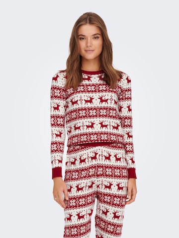 ONLY Sweter 'XMAS' w kolorze czerwony: przód