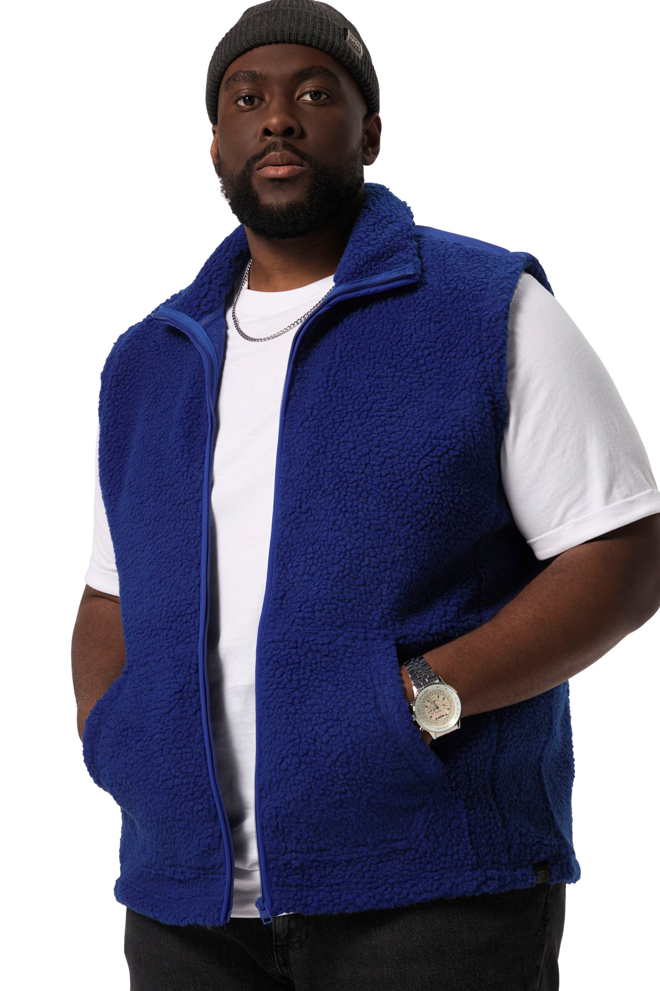 STHUGE Weste in Blau: Vorderseite