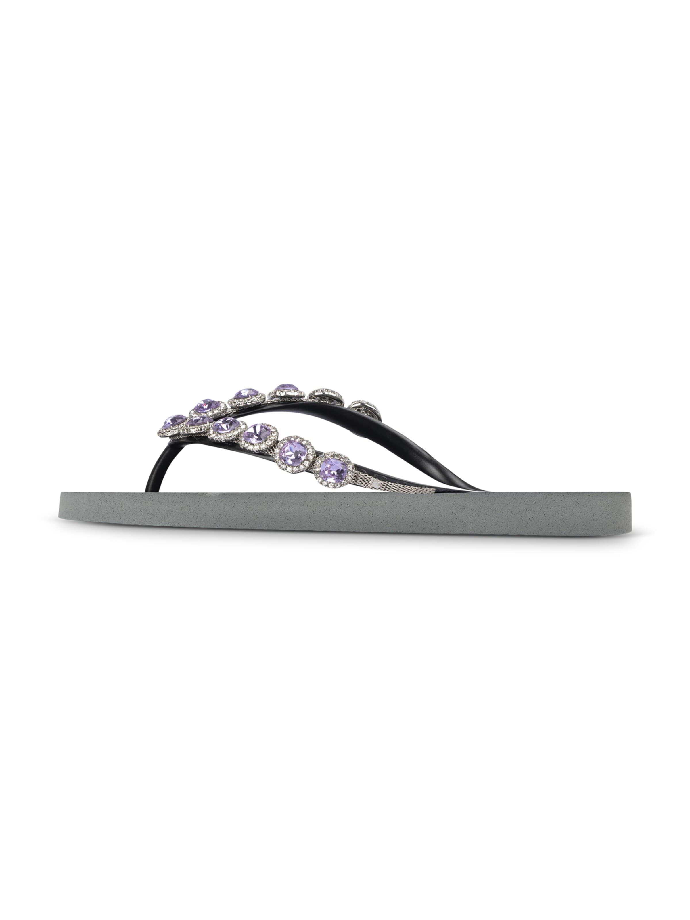 Uzurii Luxury Footwear Zehentrenner 'Beatrix Lila' in Silber: Vorderseite