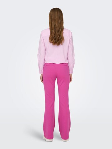 ONLY Flared Trousers with creases 'PEACH' in Pink