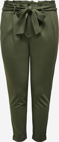 ONLY Carmakoma Tapered Pleat-Front Pants in Green: front