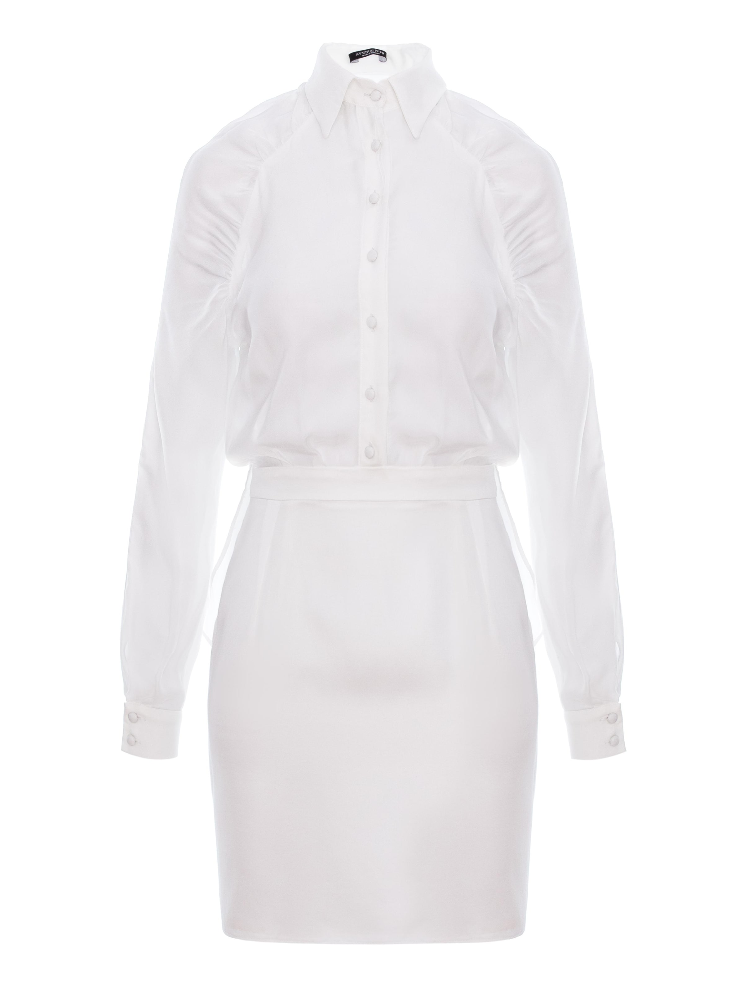 Abito 'Gathered Raglan' di AVENUE N°29 in bianco: frontale