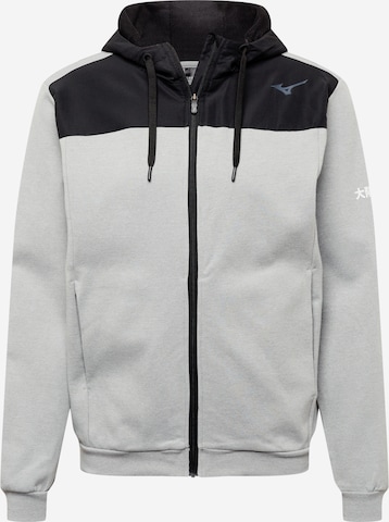 MIZUNO Athletic Zip-Up Hoodie in Grey: front