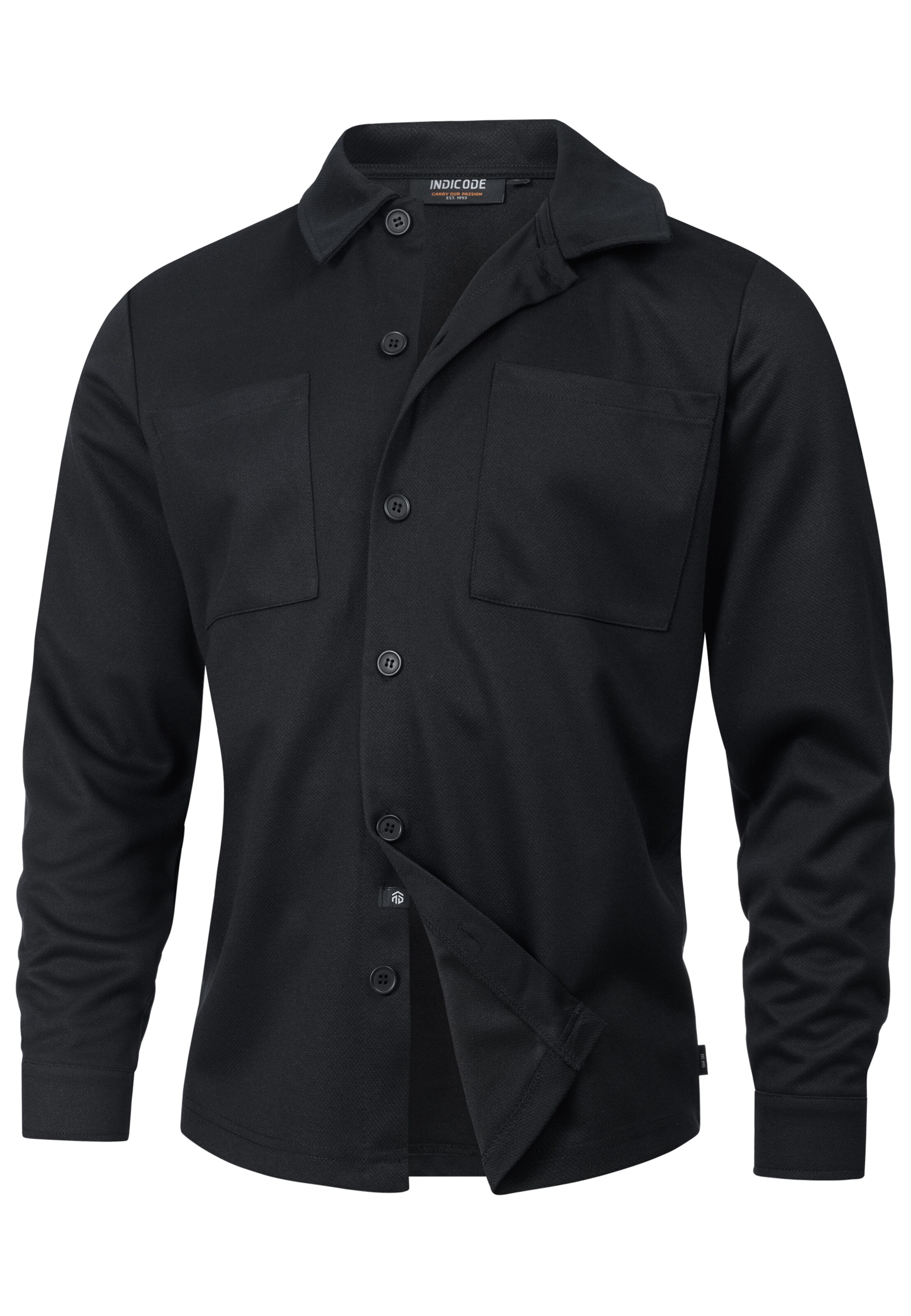 INDICODE JEANS Overhemd 'Yuno' in Zwart: voorkant