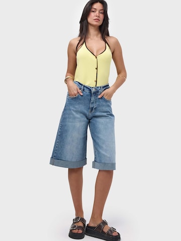 IT'S BASIC Loosefit Jeans 'ELASTICATED BERMUDA DENIM SHORT' in Blauw: voorkant