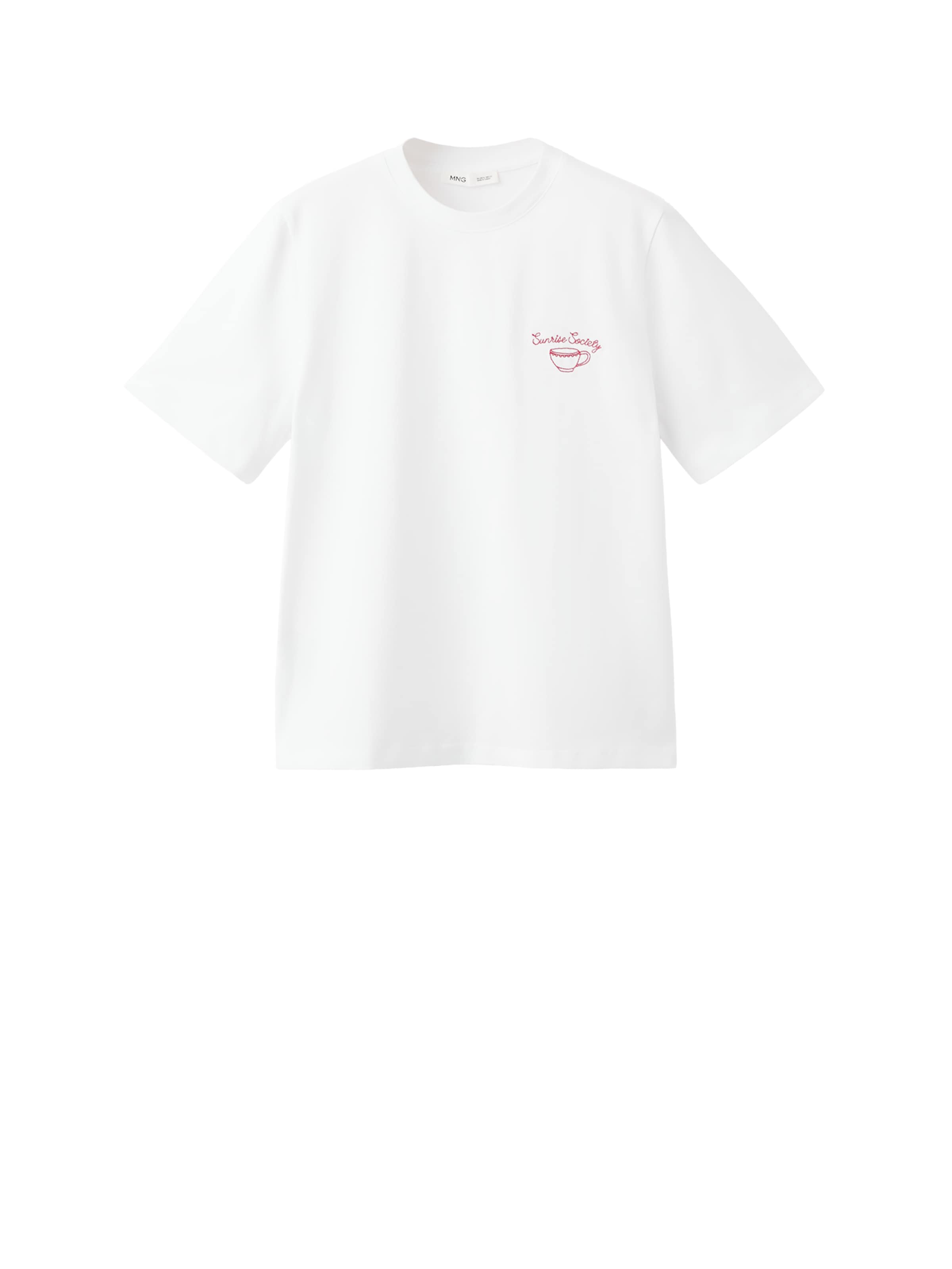 MANGO T-Shirt 'COFFEE' in kirschrot / weiß, Produktansicht