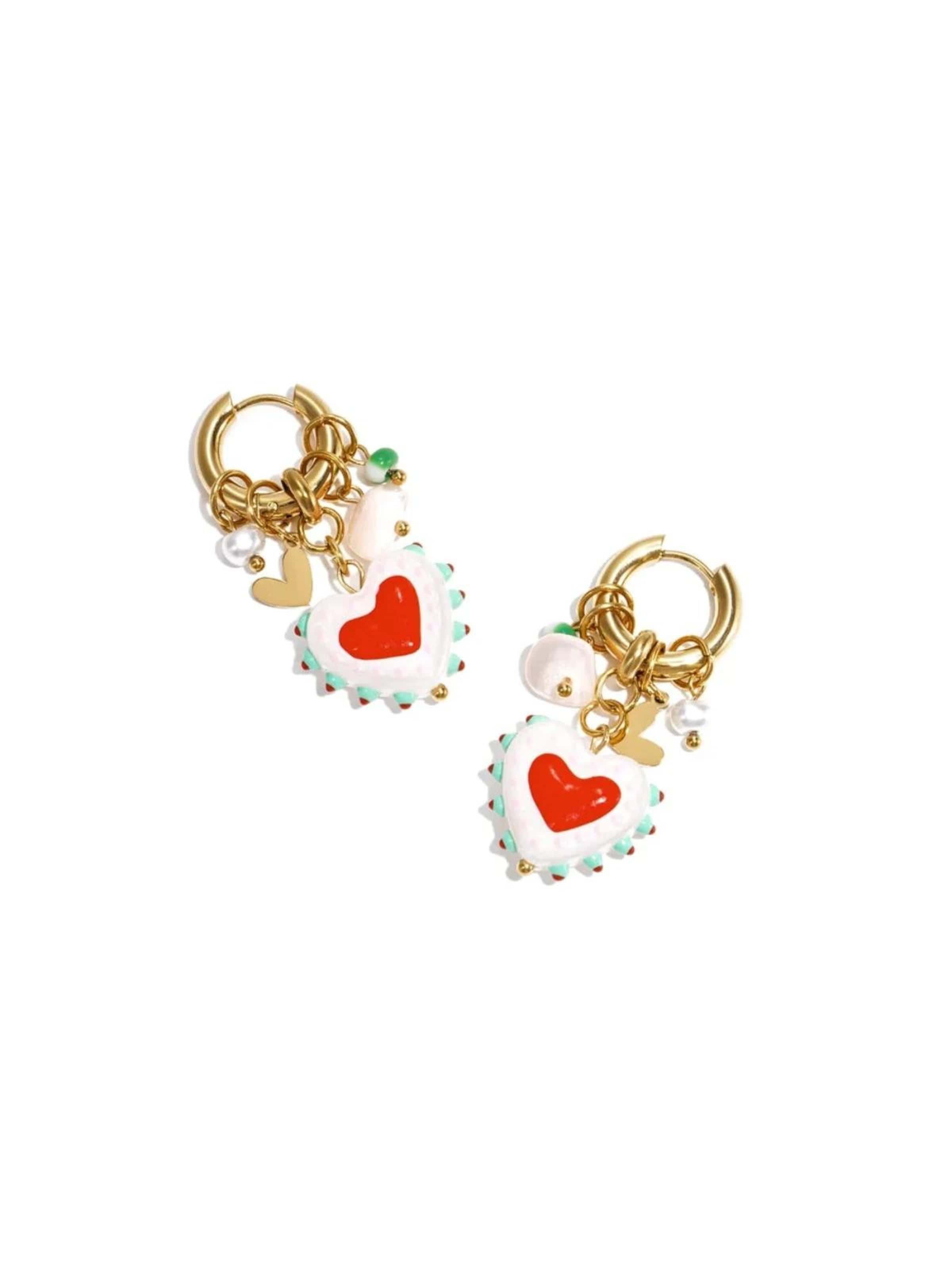 Cala Rose Oorbellen 'CORAZON' in Goud: voorkant