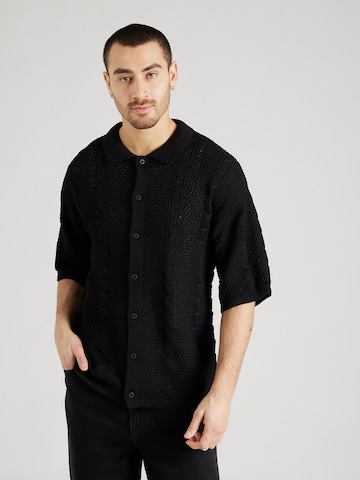 ABOUT YOU x Kevin Trapp Knit Cardigan 'Erwin' in Black: front