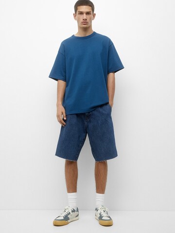 Pull&Bear Wide Leg Shorts in Blau