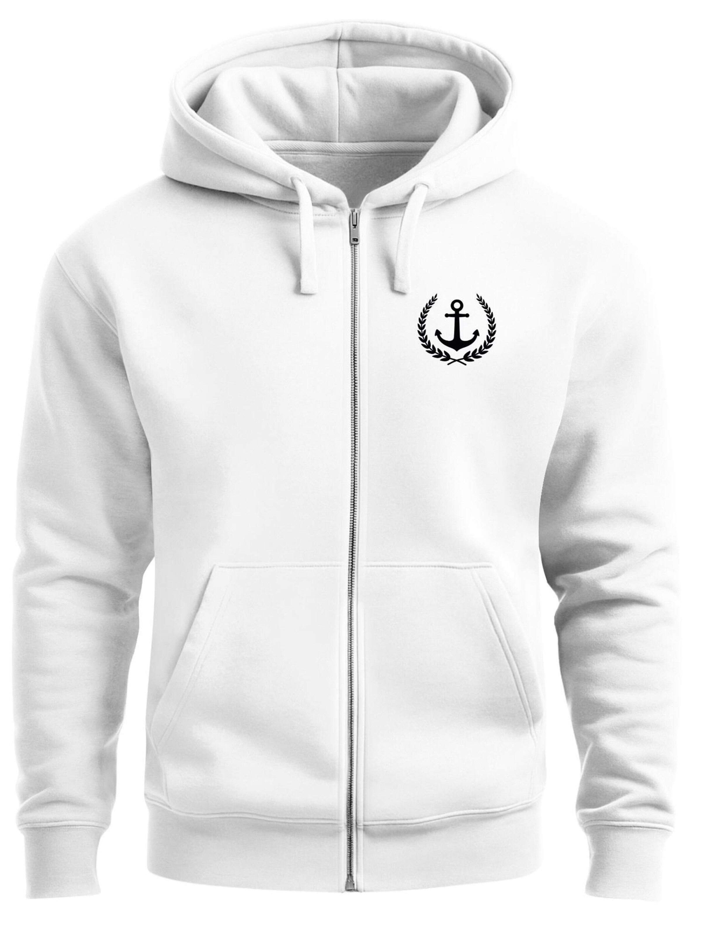 Neverless Zip-Up Hoodie 'Anker Captain' in White: front