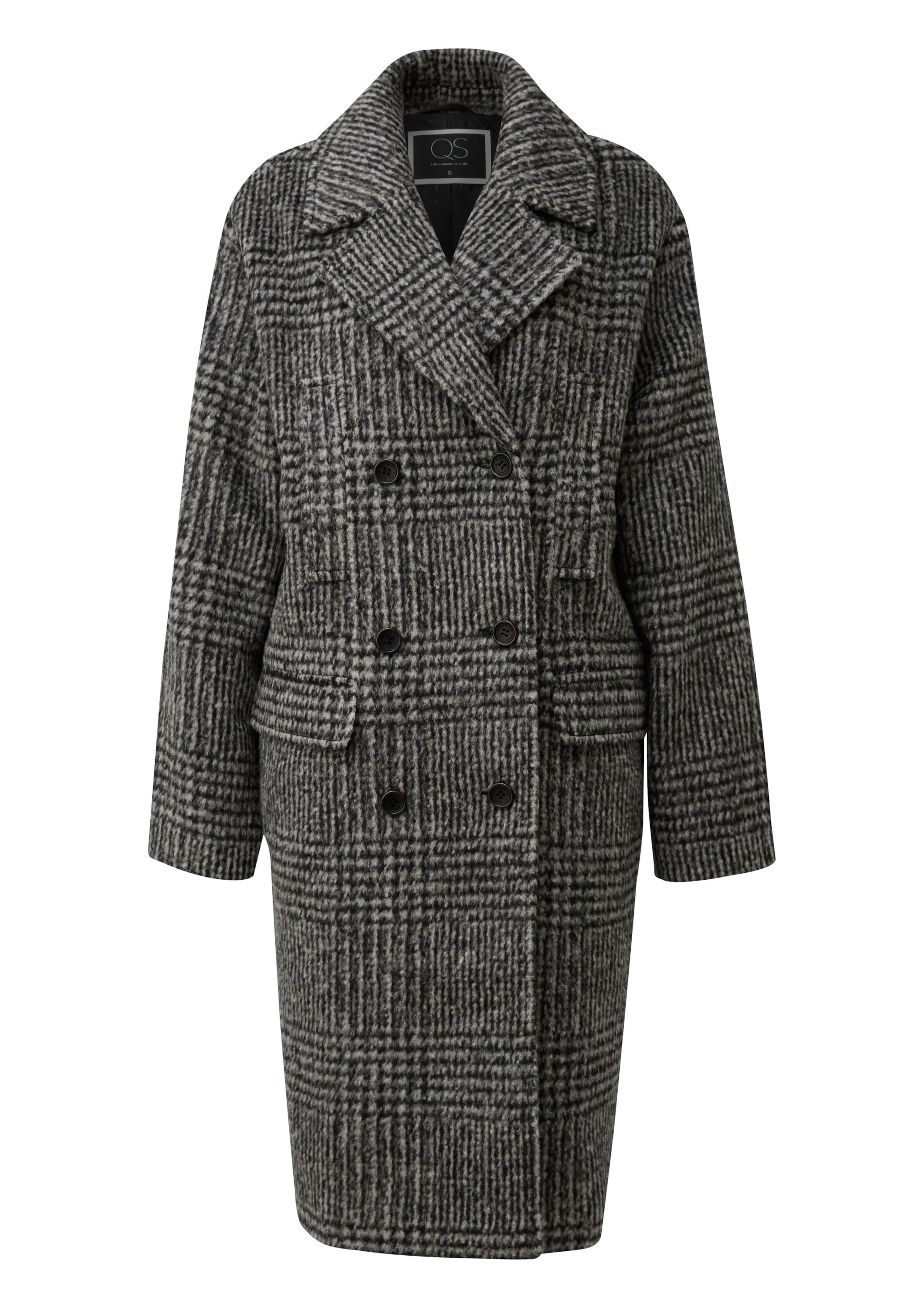 QS Kevad-sügismantel, värv must: eest vaates