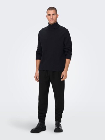 Only & Sons Regular Pleat-Front Pants in Black