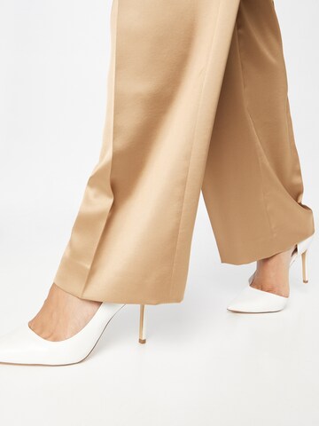 BOSS Black Wide leg Pleated Pants 'Tesatina' in Beige