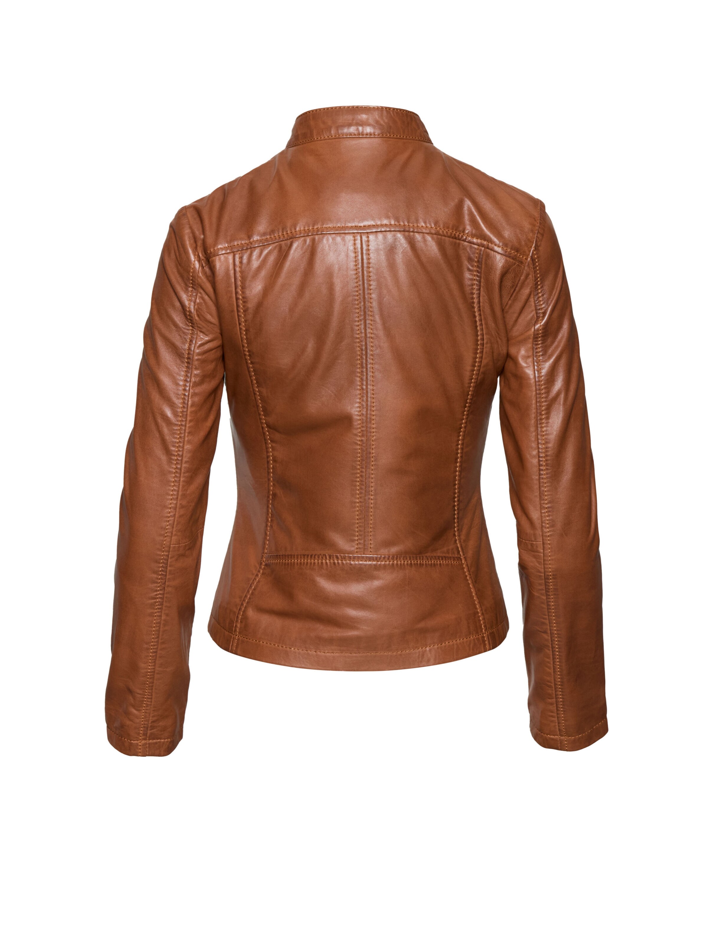 bugatti Moderne Lederjacke aus reinem Leder mit Stehkragen in Braun