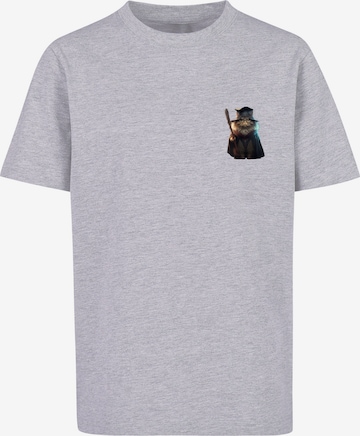 F4NT4STIC Shirt 'Wizard Cat' in Grijs: voorkant