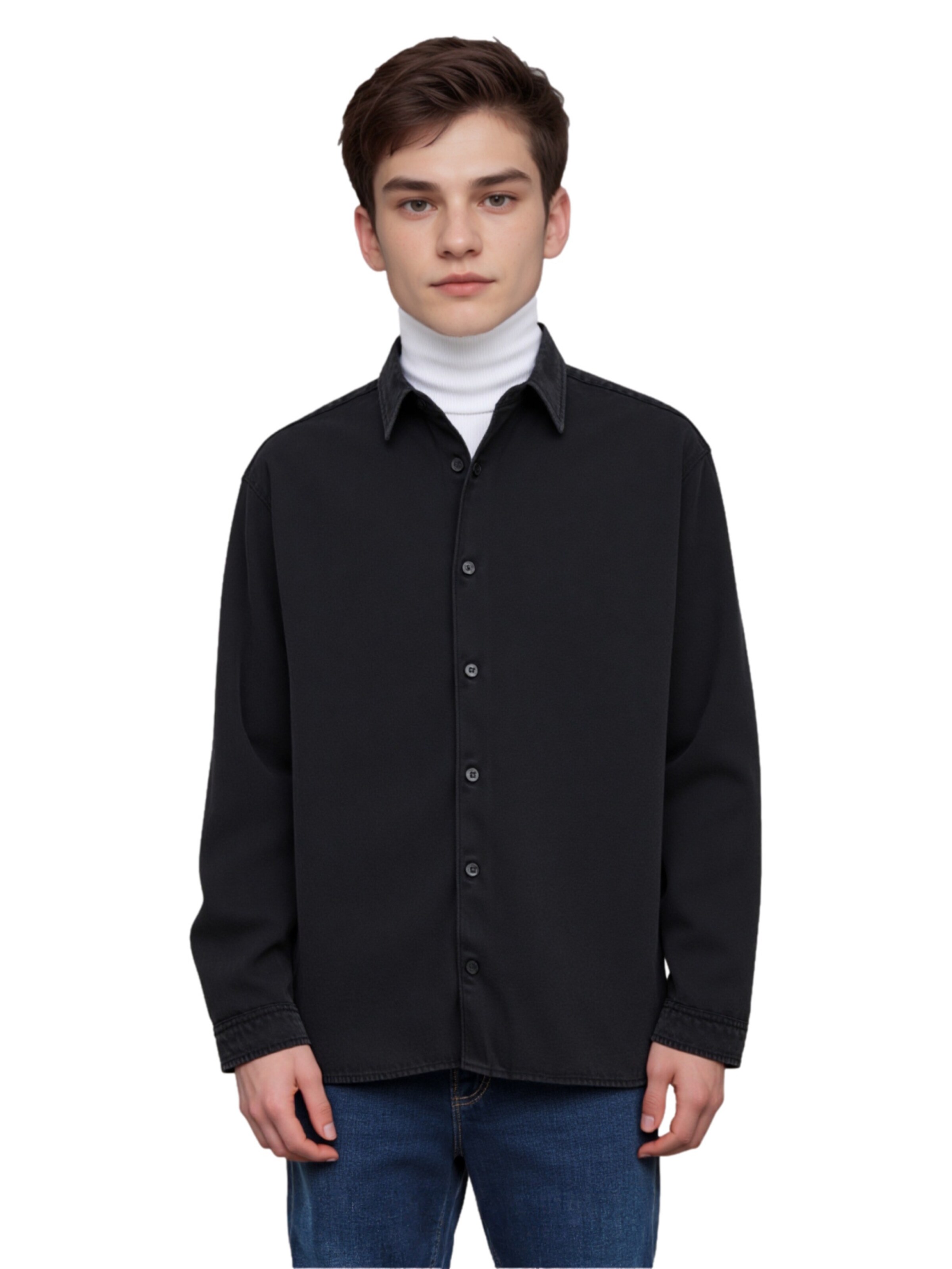 Jack & Jones Junior Comfort fit Overhemd 'Norrebro' in Zwart: voorkant