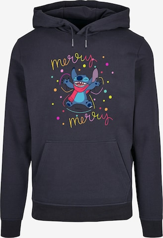 ABSOLUTE CULT Sweatshirt 'Lilo And Stitch - Merry Rainbow' in Blauw: voorkant