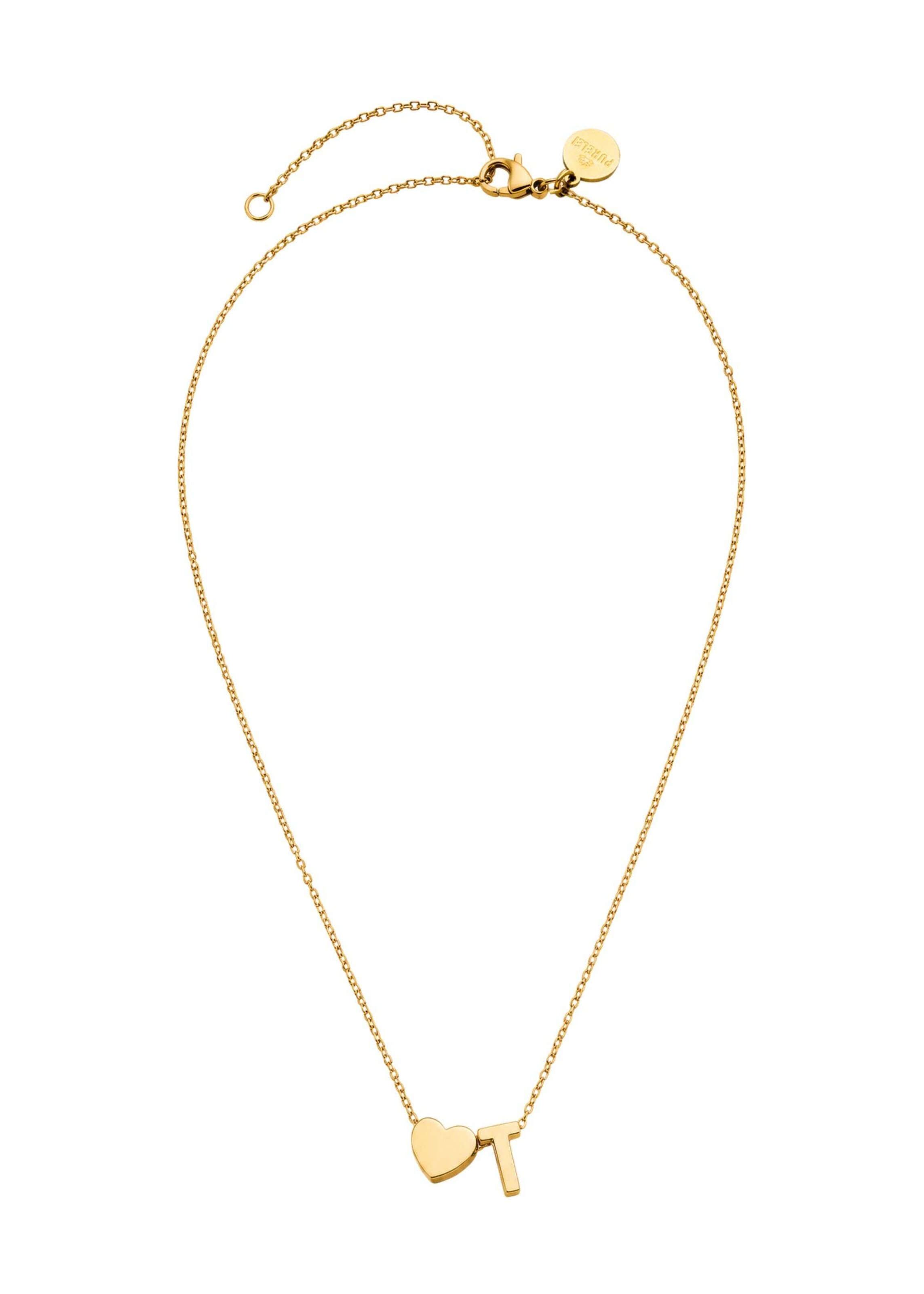 PURELEI - Cadena 'Letter Heart T' en oro: frente