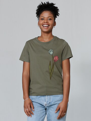 Watapparel T-Shirt 'Blume in Wasserfarbe 05' in Grün: Vorderseite