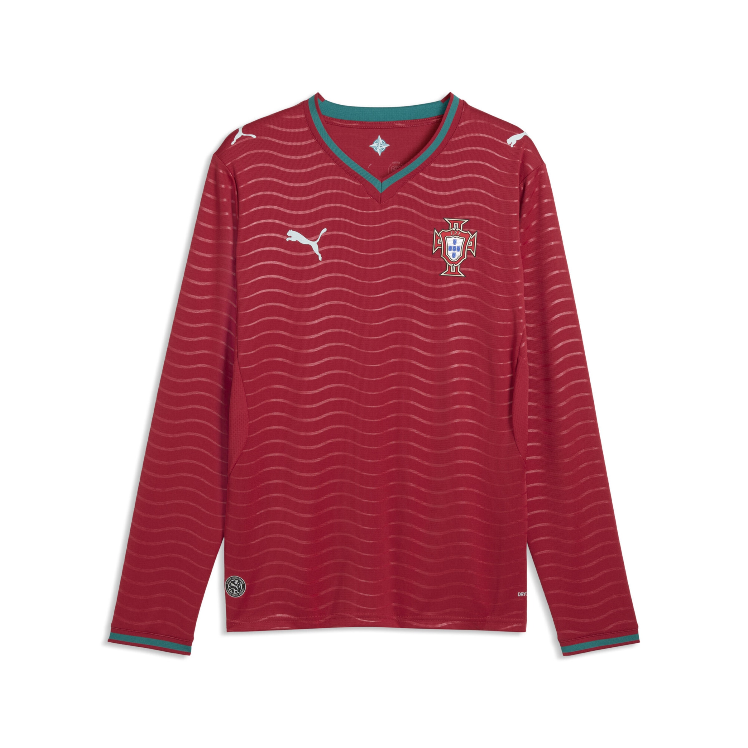PUMA Portugal 2026 Langarm-Heimtrikot in Rot: Vorderseite